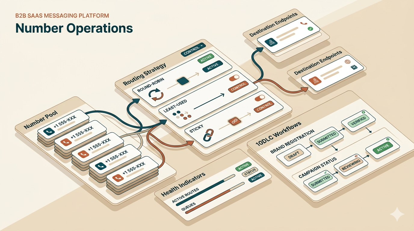 ArelHub number operations interface for provisioning and pool management